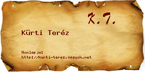 Kürti Teréz névjegykártya